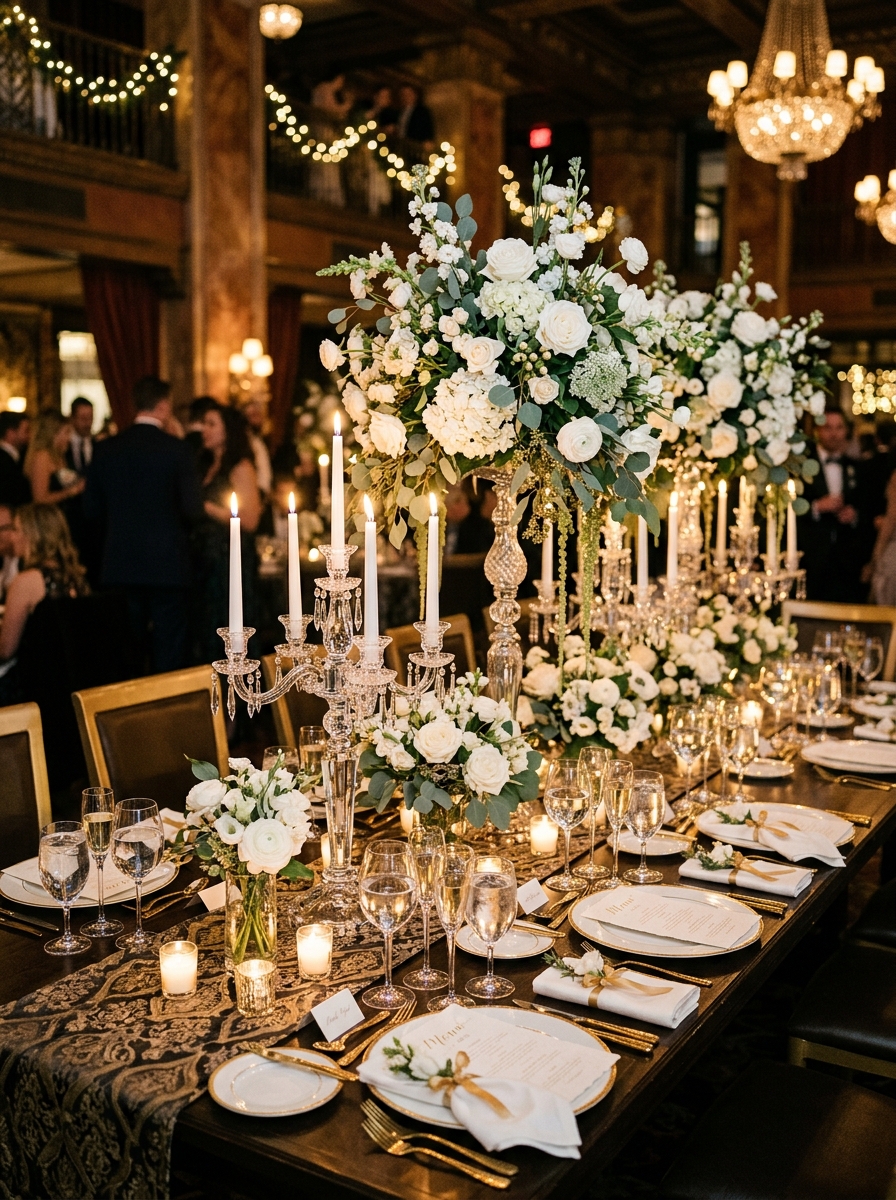 Mesa de recepção decorada